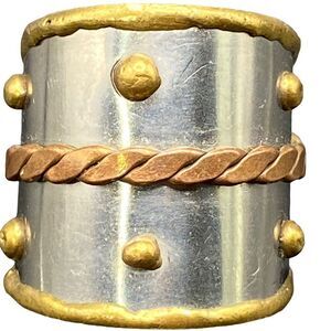Anju designer metal cuff ring adjustable stainless, brass and copper braid beads
